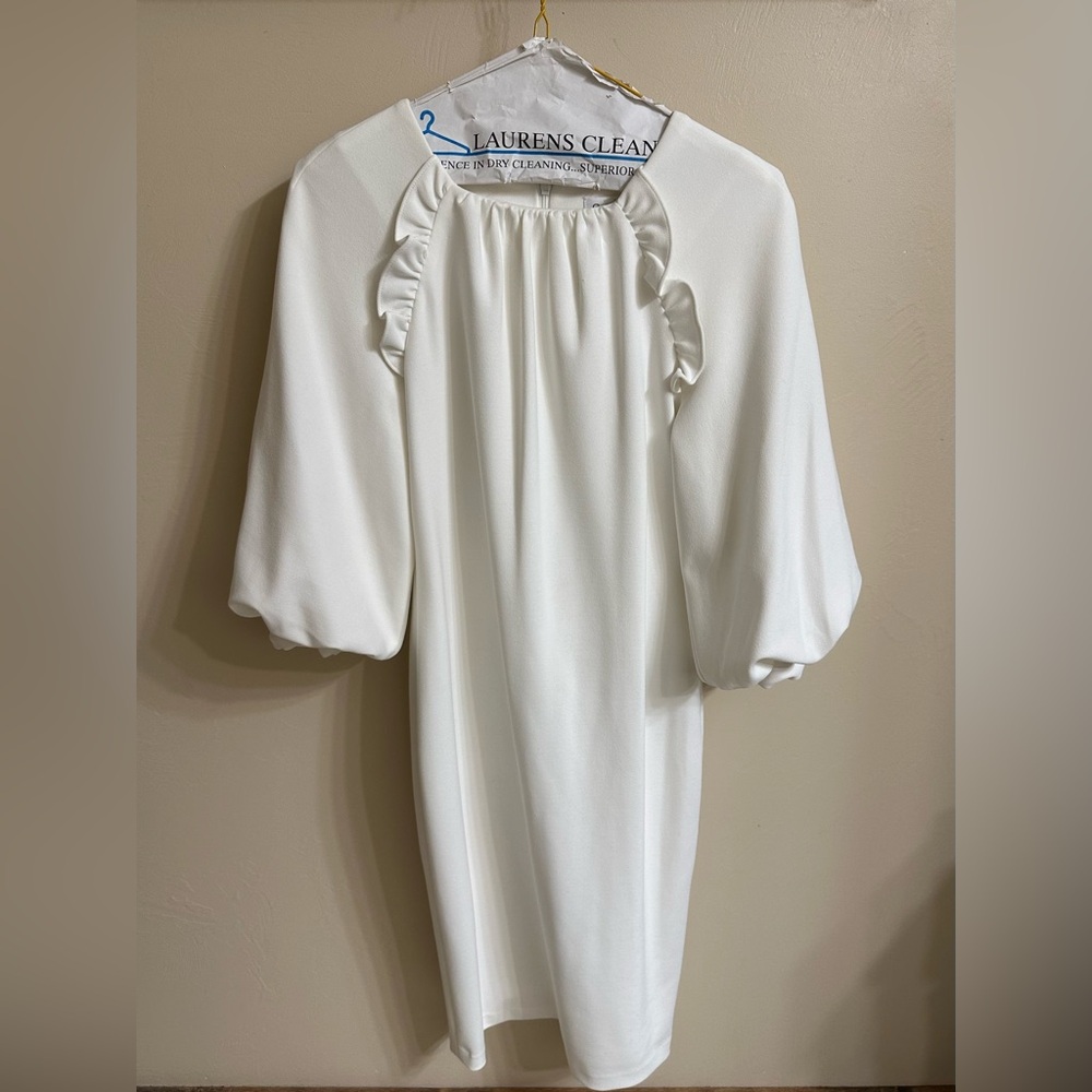 Calvin Klein White Dress with Ruffle Detail